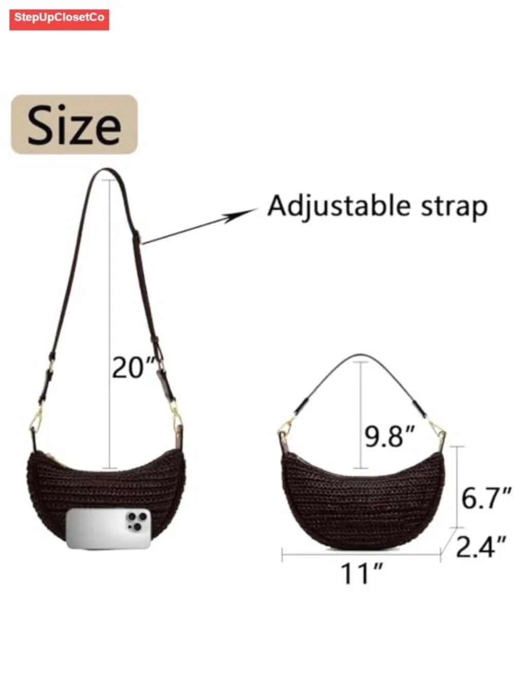 Straw Crossbody Bag for Women Woven Hobo Shoulder Handbag Summer Beach Purse